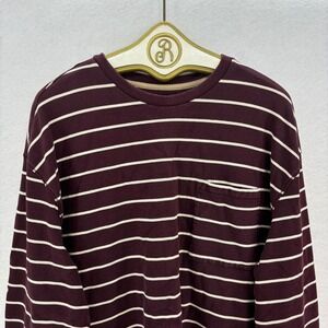 Banana Republic Striped Shirt Men XL Burgundy White Preppy Cotton Retro y2k